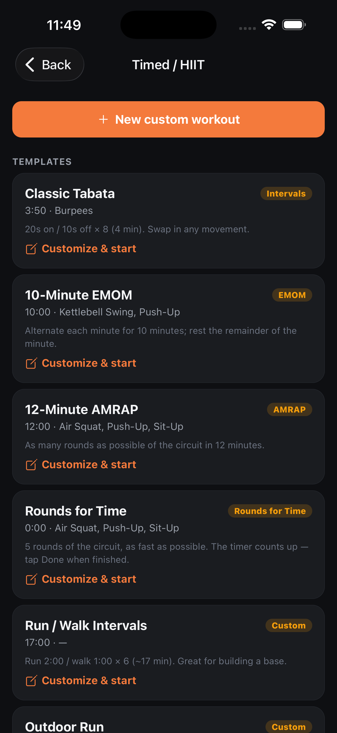 Crucible — Tabata, EMOM, AMRAP and interval conditioning templates